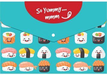 Папка-конверт А5 непрозора на кнопці з друком Optima Sushi , 180 мкм O35220 фото