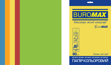 Набір кольорового паперу INTENSIVE, EUROMAX, А4, 80г/м2 (5х50/250арк.) BM.27213250E-99 фото