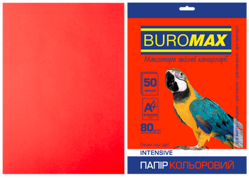 Папір кольоровий INTENSIVE, червоний, 50 арк., А4, 80 г/м&sup2; BM.2721350-05 фото