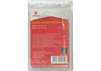 Бейдж вертикальний Optima, замок zip lock, PVC, 91х128 мм O45629 фото