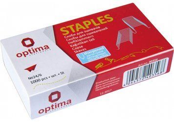Скоби для степлерів Optima, №24/6, 1000 шт, загострені O40356 фото
