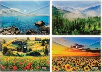 Папка-конверт А4 непрозора на кнопці Optima "Nature of Ukraine", 180 мкм, асорті O35314 фото