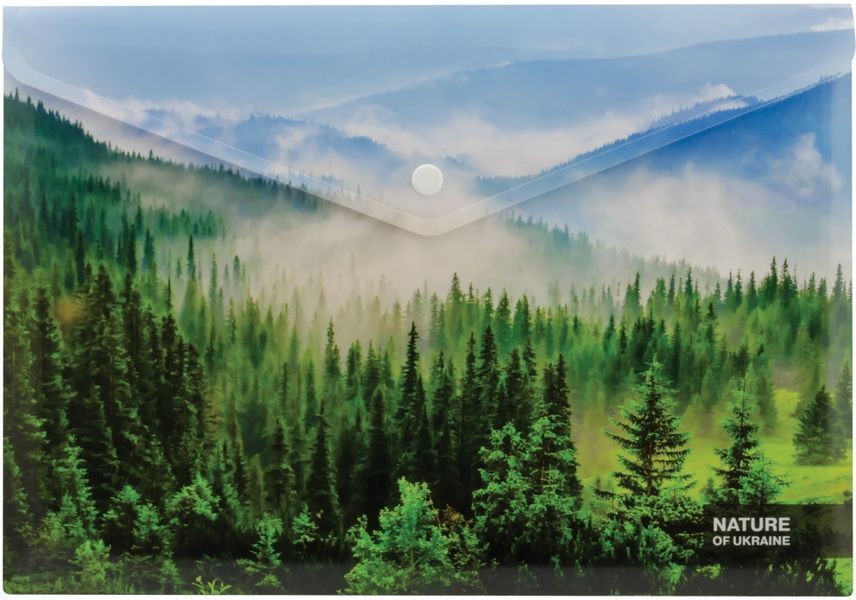 Папка-конверт А4 непрозора на кнопці Optima "Nature of Ukraine", 180 мкм, асорті O35314 фото