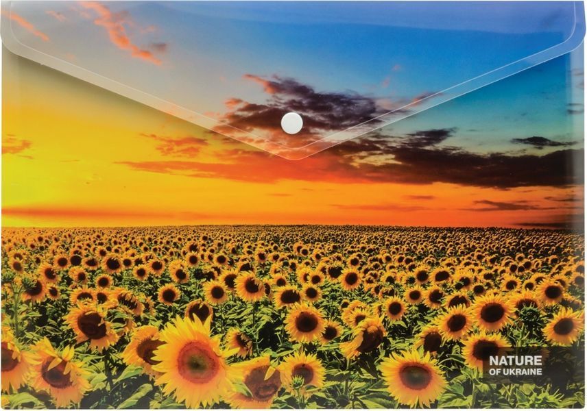 Папка-конверт А4 непрозора на кнопці Optima "Nature of Ukraine", 180 мкм, асорті O35314 фото