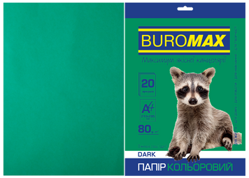 Папір кольоровий DARK, т.-зелений, 20 арк., А4, 80 г/м&sup2; BM.2721420-04 фото