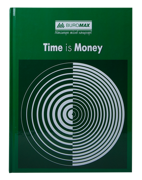 Книга канцелярська TIME IS MONEY, А4, 96 арк., клітинка, офсет, тверда ламінована обкладинка, зелена BM.2400-104 фото