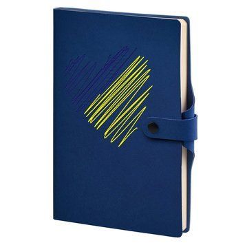 Записна книжка А5 в клітинку Twill на кнопці синя, тиснення "СЕРЦЕ" 452/1-FB-2250 Серце фото