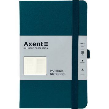 Книга записна Axent Partner 8201-31-A, A5-, 125x195 мм, 96 аркушів, клітинка, тверда обкладинка, малахіт 8201-31-A фото