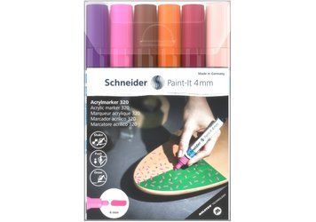 Набір акрилових маркерів для декорат. та художніх робіт SCHNEIDER Paint-it 320 4 мм, 6 кольорів S120297 фото