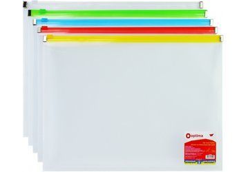 Папка пластикова А4 Optima на застібці zip-lock, прозора, асорті O35544 фото