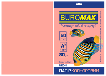 Папір кольоровий NEON, рожевий, 50 арк., А4, 80 г/м&sup2; BM.2721550-10 фото