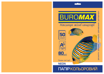 Папір кольоровий NEON, помаранч., 50 арк., А4, 80 г/м&sup2; BM.2721550-11 фото