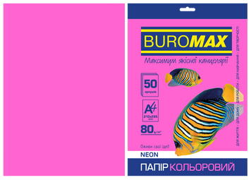 Папір кольоровий NEON, малин., 50 арк., А4, 80 г/м&sup2; BM.2721550-29 фото